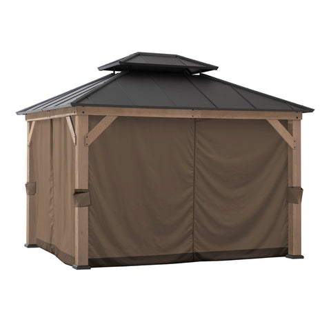 SUNJOY Outdoor Gazebo Privacy Curtains for 10 ft. × 12 ft. Wooden Gaze