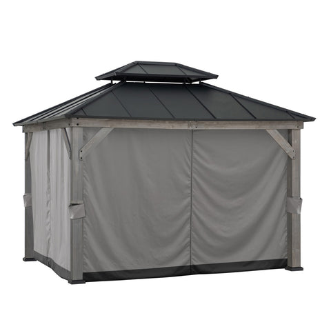 SUNJOY Outdoor Gazebo Privacy Curtains for 10 ft. × 12 ft. Wooden Gaze