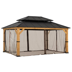 SUNJOY Brown Mosquito Netting Gazebo Netting for 12 ft. x 16 ft. Large Size Gazebo