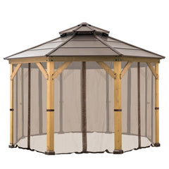 SUNJOY Brown Mosquito Netting for 13 ft. x 13 ft. Octagon Hardtop Gazebo