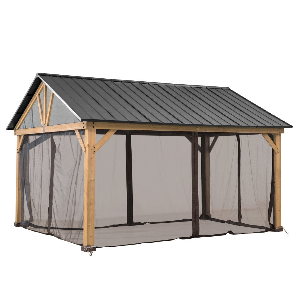 Mosquito Netting 4.65m x 4.04m Wood Gazebo