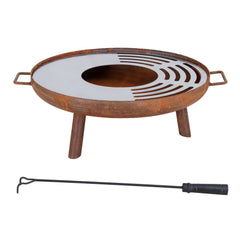 SUNJOY 28 Inch Steel Wood Burning Fire Pit with Stainless Steel Baking Sheet and Fire Poker