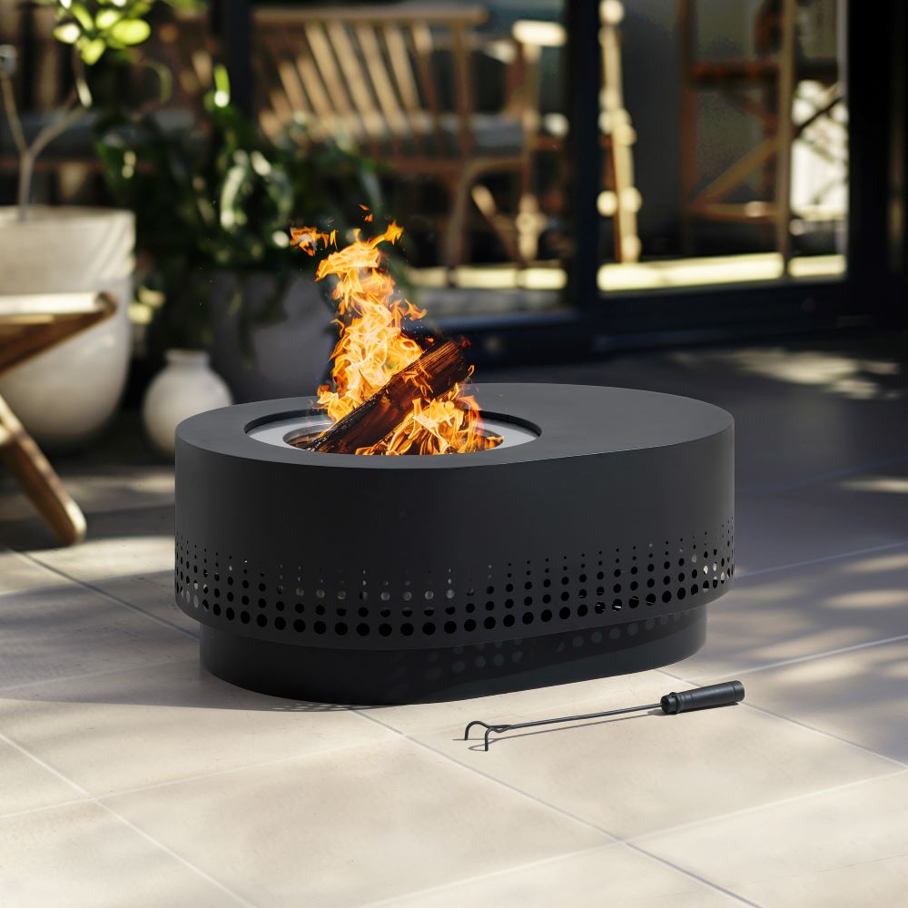 SUNJOY 38 Inch Stainless Steel Smokeless Fire Pit with PVC Cover and Poker