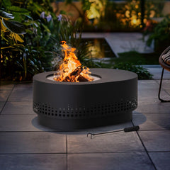 SUNJOY 38 Inch Stainless Steel Smokeless Fire Pit with PVC Cover and Poker