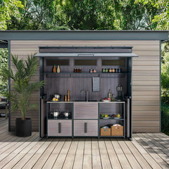 SUNJOY Fleetwood Outdoor Grill Kitchen with Outdoor Kitchen Cabinets, Shelves, and Sink Options