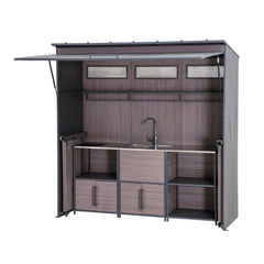 Sunjoy Fleetwood Outdoor Grill Kitchen with Outdoor Kitchen Cabinets, Shelves, and Sink Options