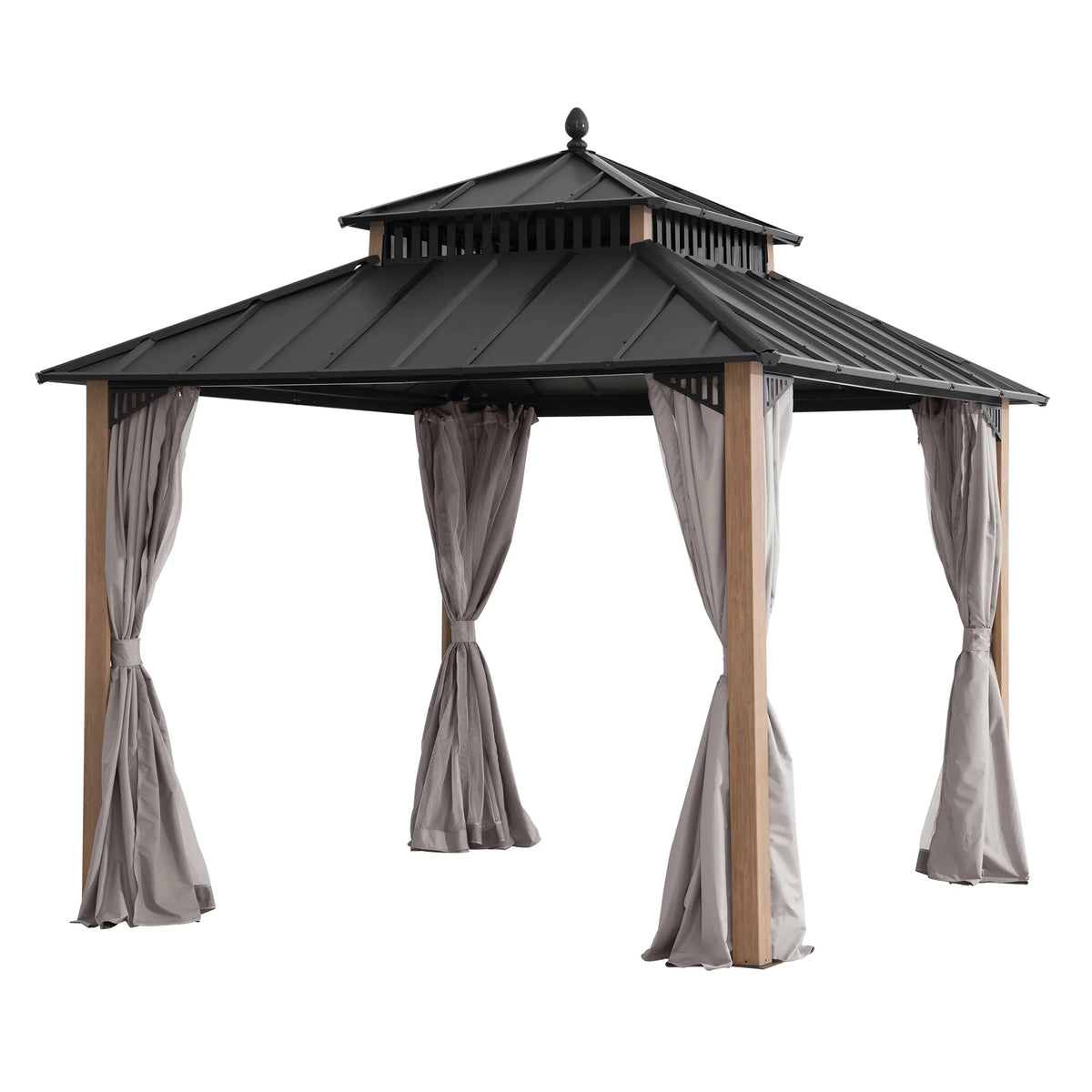 Kingston Aluminum Gazebo - Natural Woodgrain, 10x10