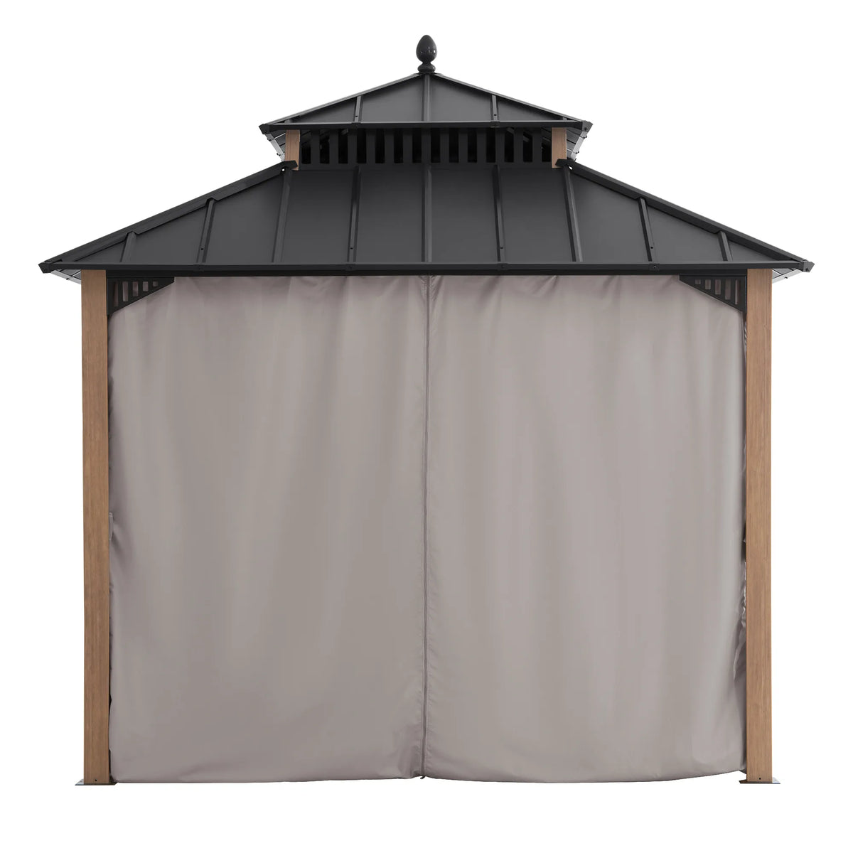 Kingston Aluminum Gazebo - Natural Woodgrain, 10x10