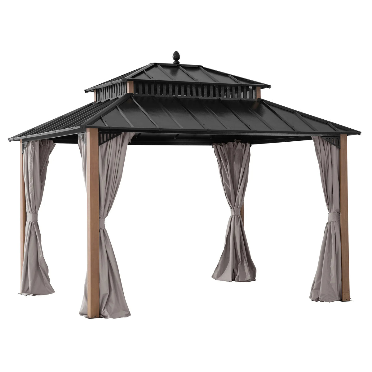 Kingston Aluminum Gazebo - Natural Woodgrain, 12x10