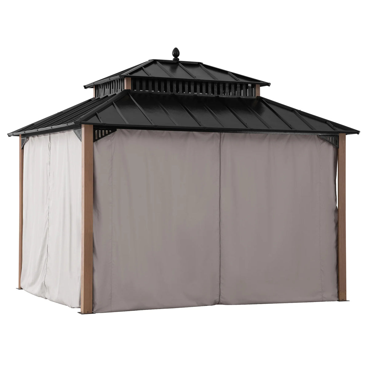 Kingston Aluminum Gazebo - Natural Woodgrain, 12x10