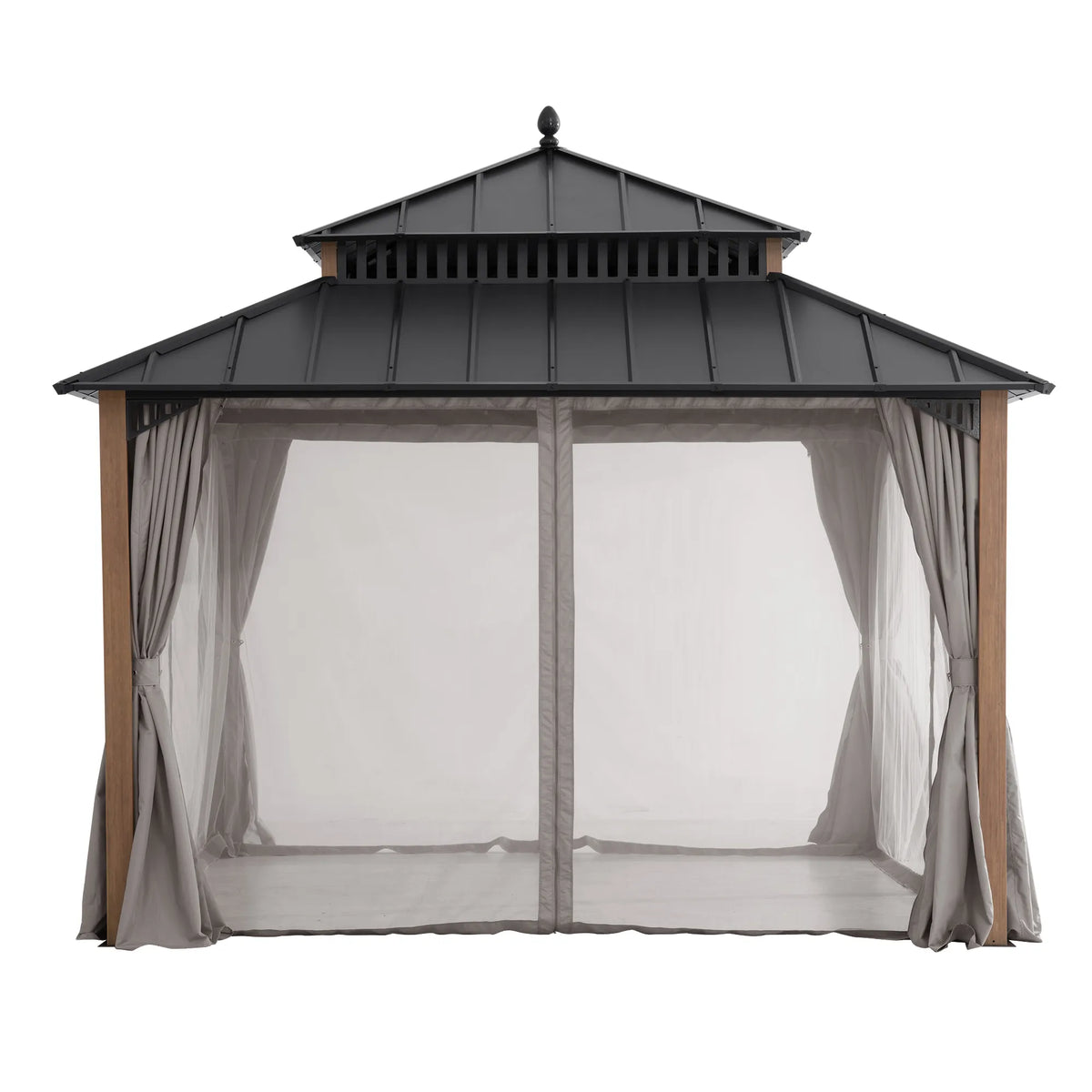 Kingston Aluminum Gazebo - Natural Woodgrain, 12x12