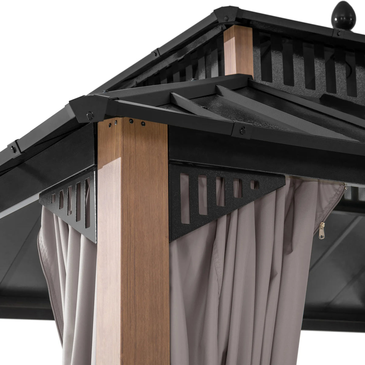 Kingston Aluminum Gazebo - Natural Woodgrain, 12x12