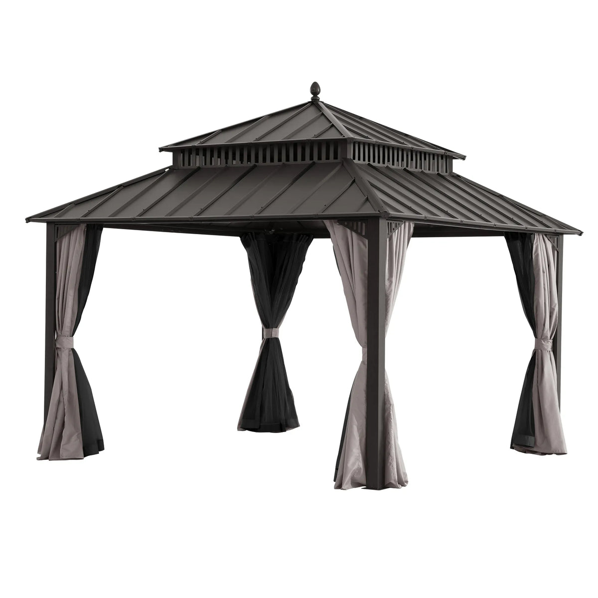 Kingston Aluminum Gazebo - Espresso Brown, 12x12