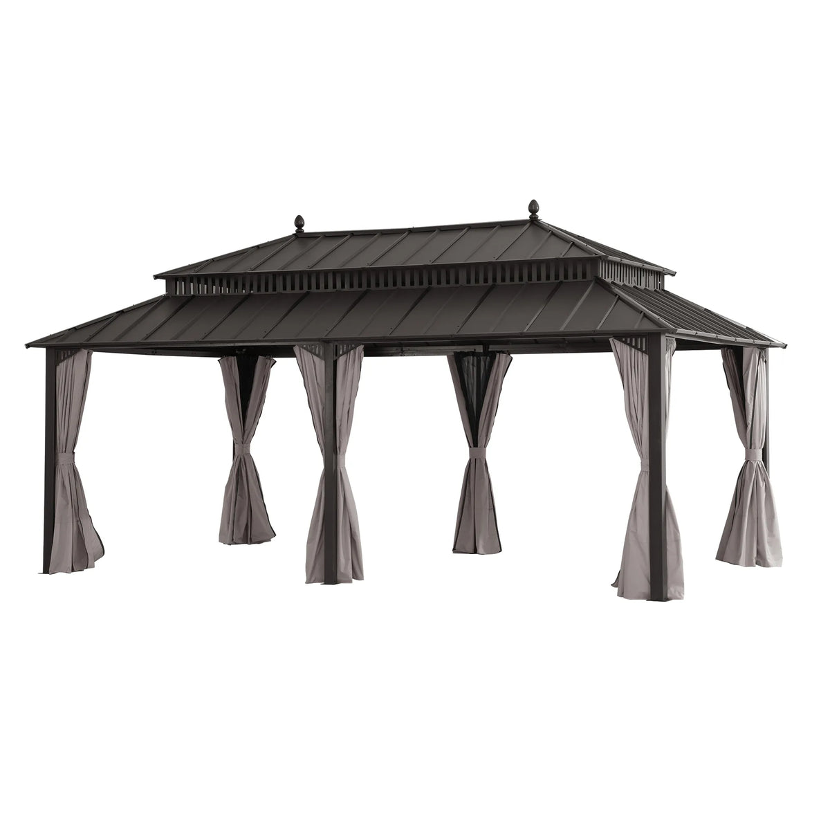 Kingston Aluminum Gazebo - Espresso Brown, 12x20