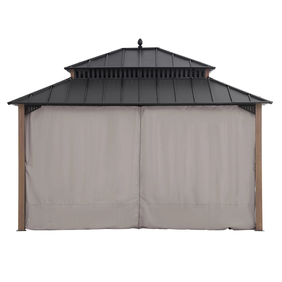 Kingston Aluminum Gazebo - Natural Woodgrain, 12x14