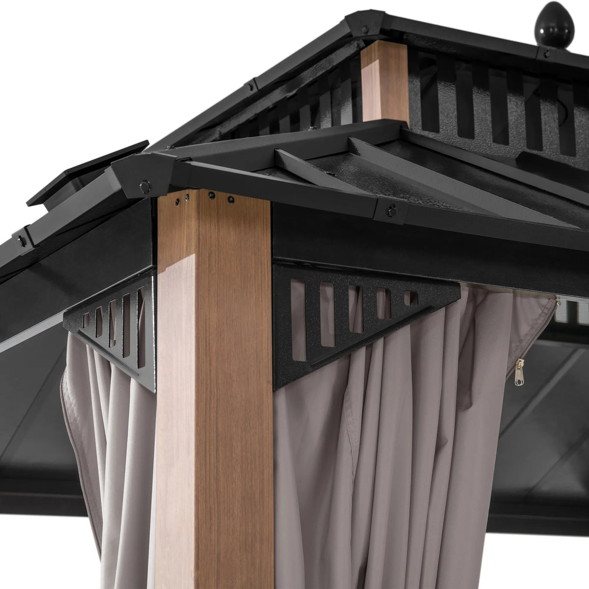 Kingston Aluminum Gazebo - Natural Woodgrain, 12x14