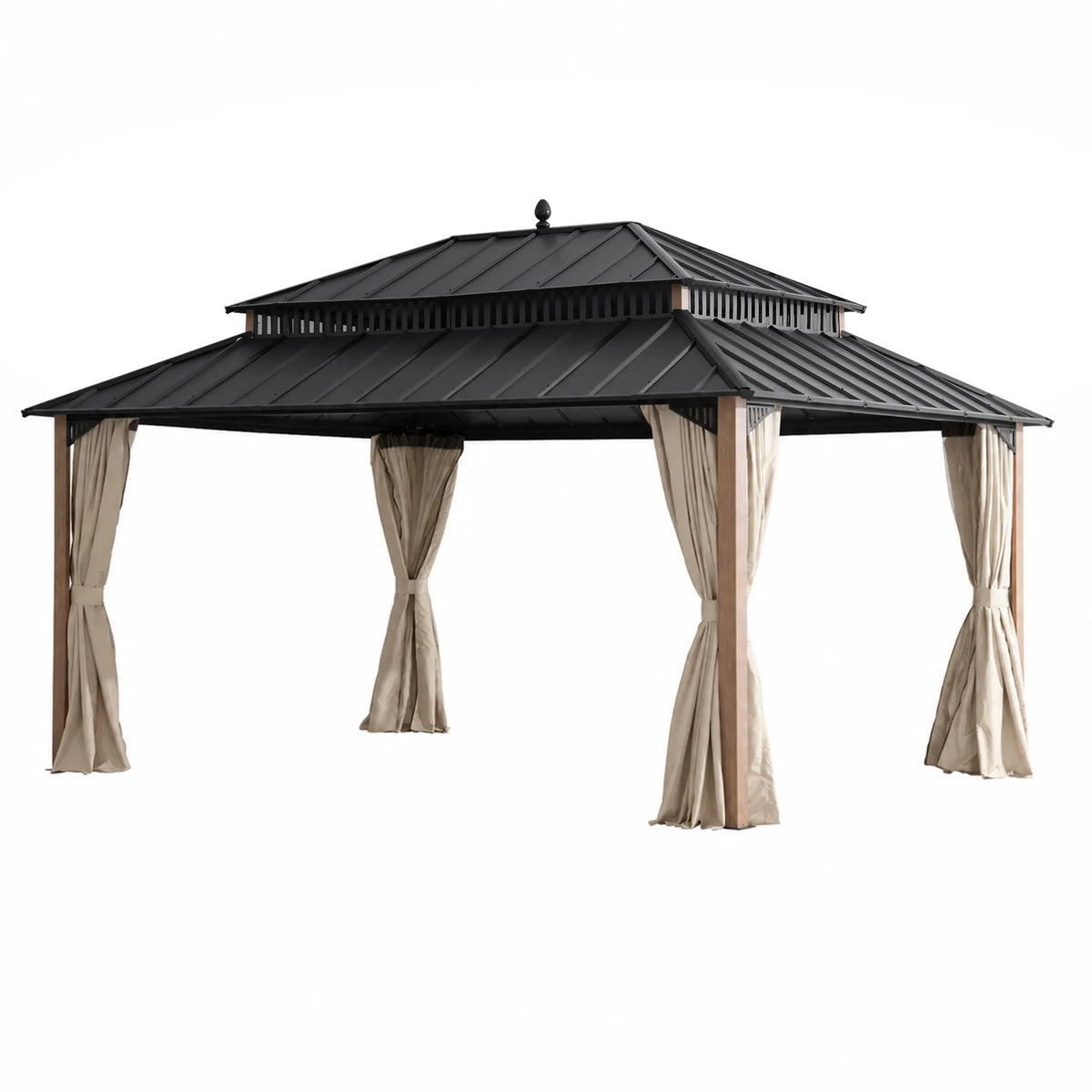 Kingston Aluminum Gazebo - Natural Woodgrain, 12x16