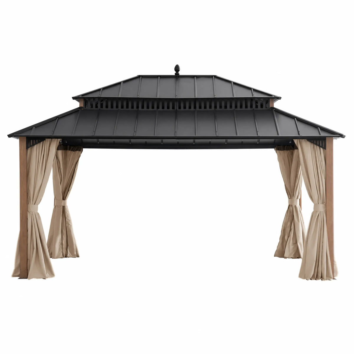 Kingston Aluminum Gazebo - Natural Woodgrain, 12x16