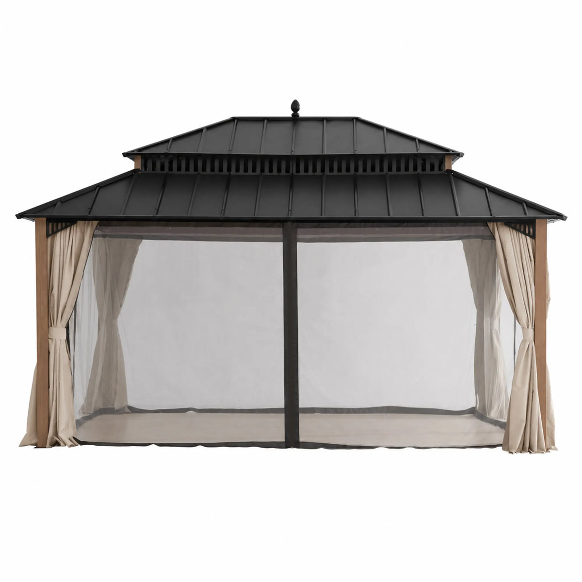 Kingston Aluminum Gazebo - Natural Woodgrain, 12x16