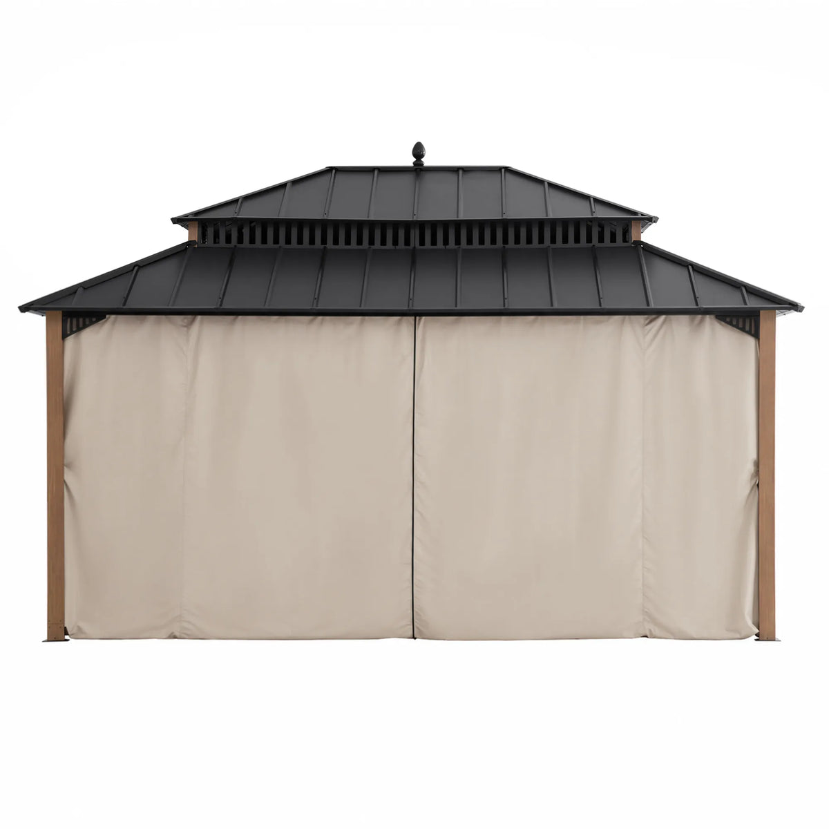 Kingston Aluminum Gazebo - Natural Woodgrain, 12x16
