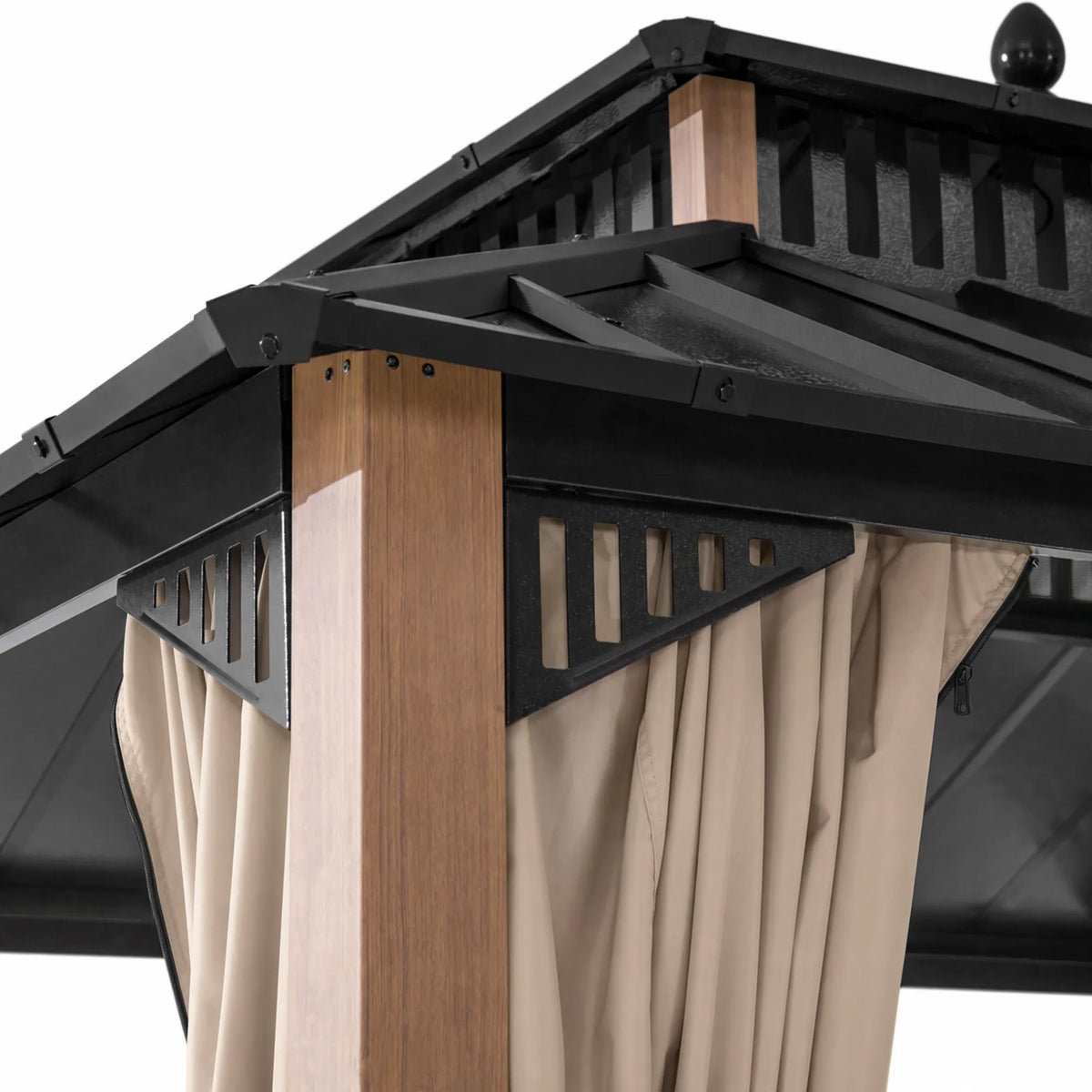 Kingston Aluminum Gazebo - Natural Woodgrain, 12x16