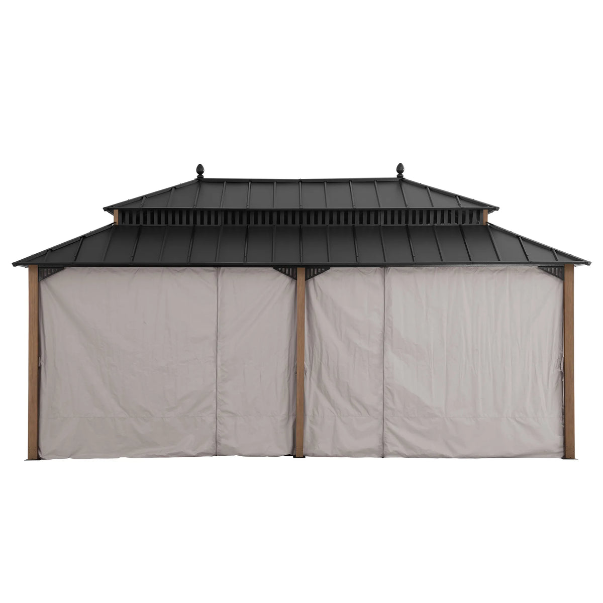 Kingston Aluminum Gazebo - Natural Woodgrain, 12x20