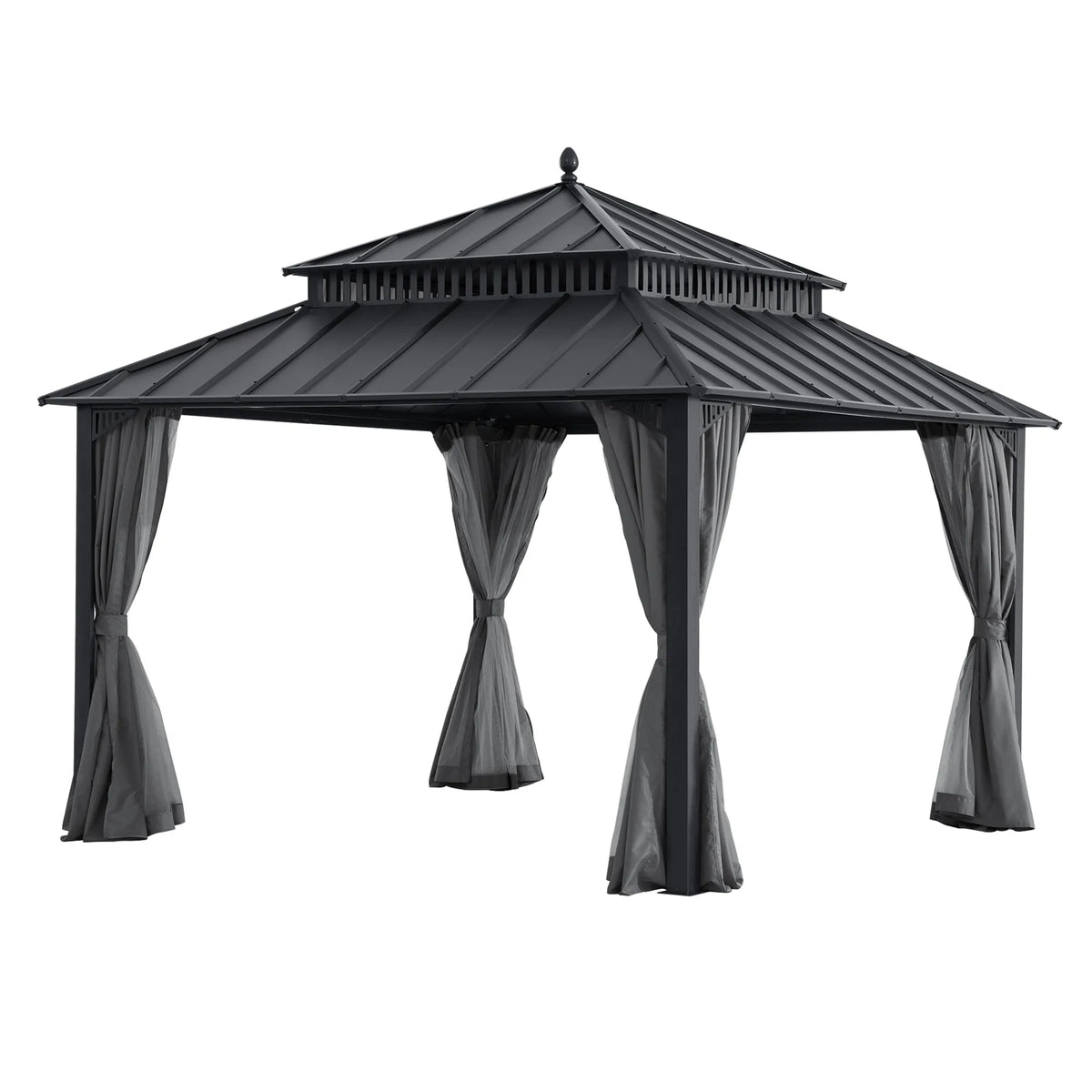 Kingston Aluminum Gazebo - Slate Gray, 12x12