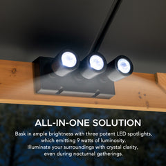 9W LED Spotlight with Magnetic Attachment, Hook and Remote.