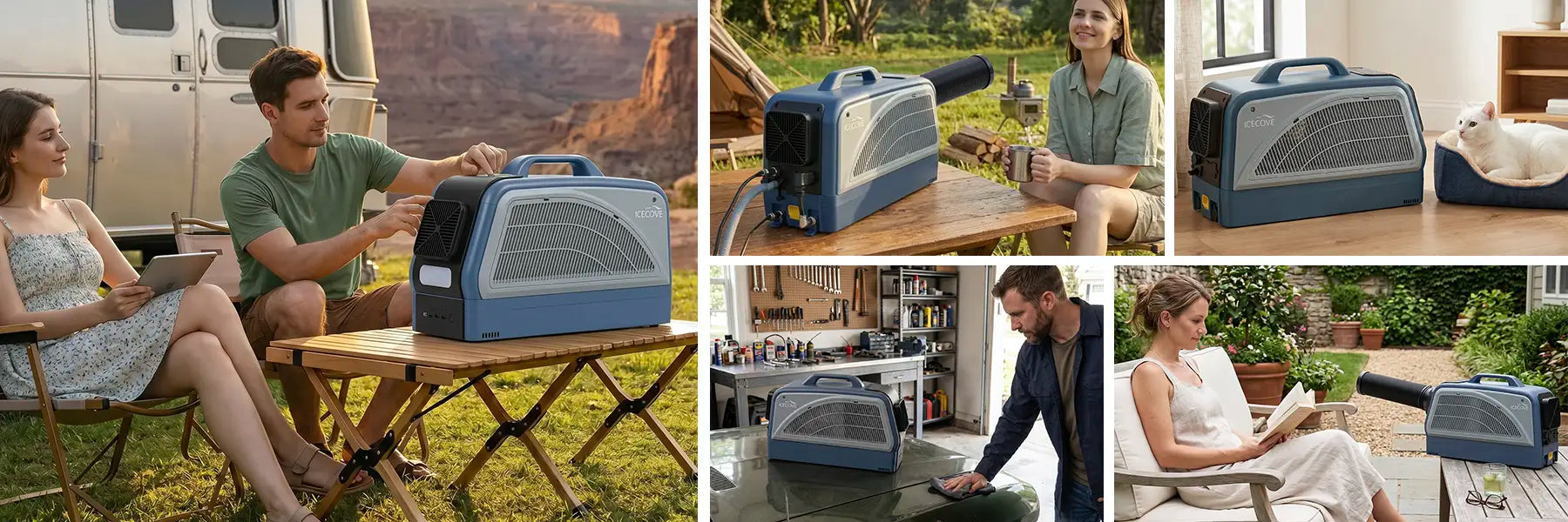 SUNJOY IceCove Portable Air Conditioner with 1 Power Bank for Outdoor Tents and Indoors - Blue