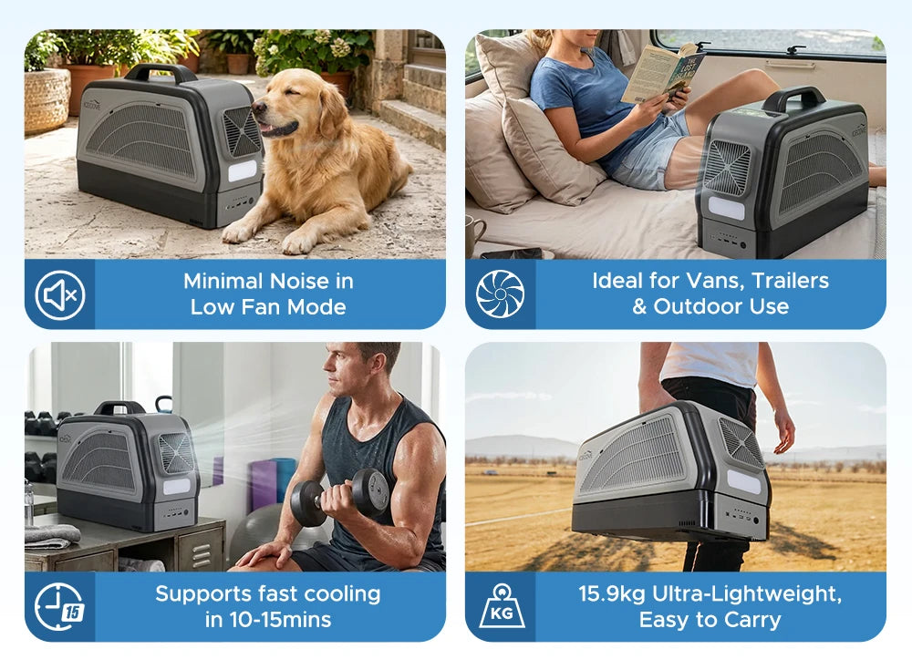 SUNJOY IceCove Portable Air Conditioner with 1 Power Bank for Outdoor Tents and Indoors - Gray