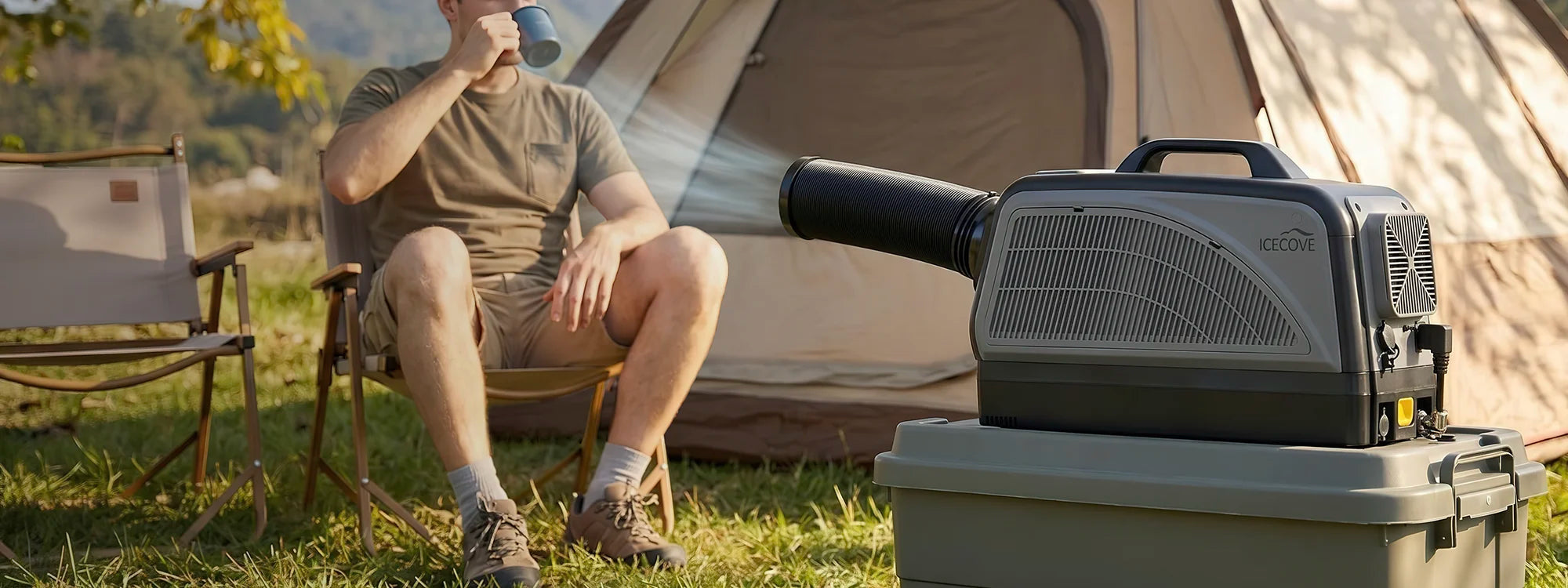 SUNJOY IceCove Portable Air Conditioner with 1 Power Bank for Outdoor Tents and Indoors - Gray