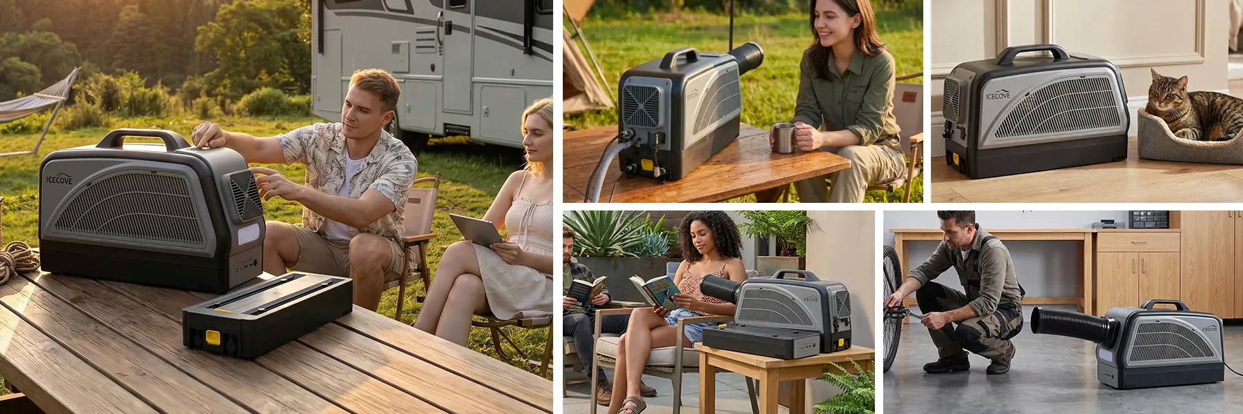 SUNJOY IceCove Portable Air Conditioner with 2 Power Bank for Outdoor Tents and Indoors - Gray