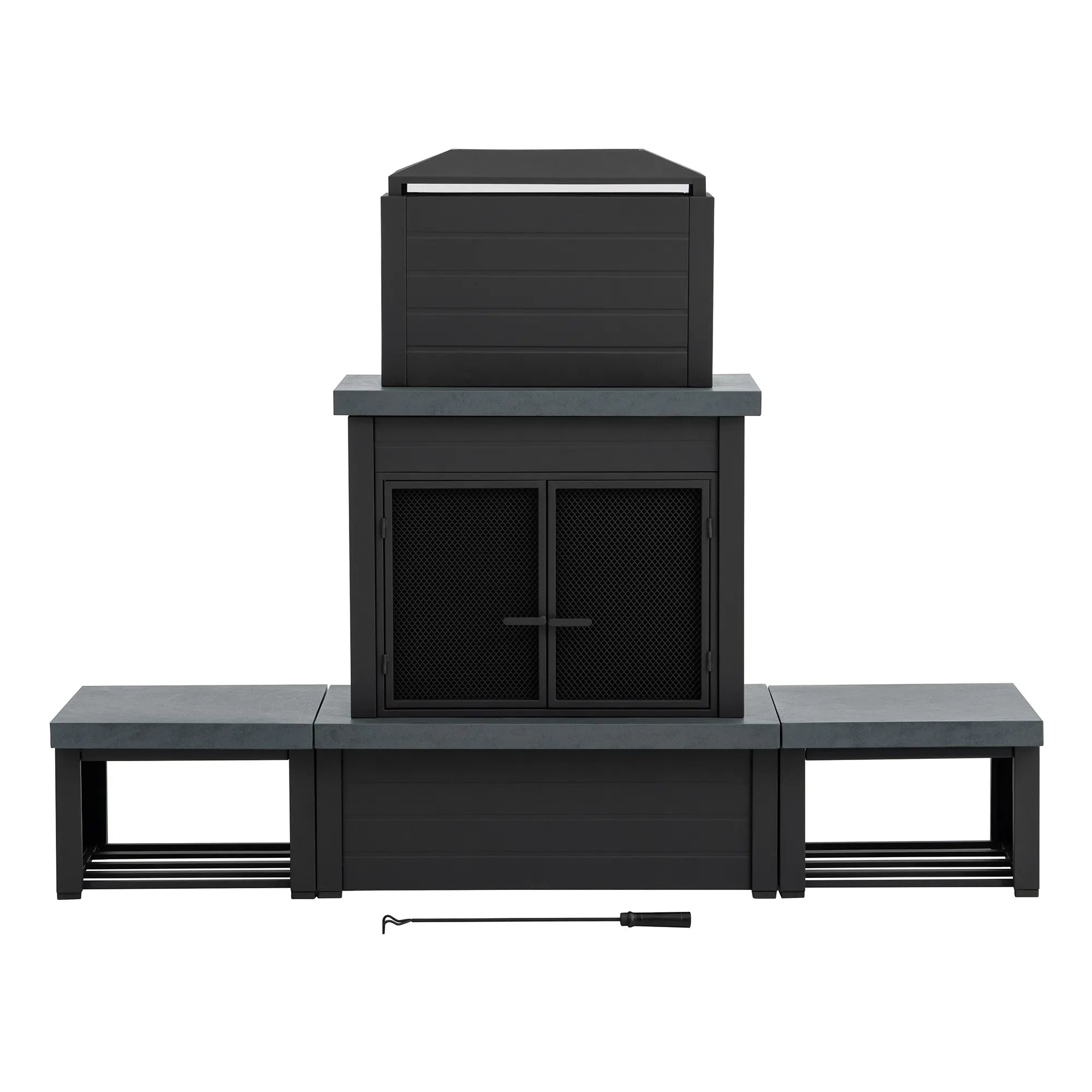 Nordic Modern Wood Burning Fireplace with Log Holders 76" - Light Gray