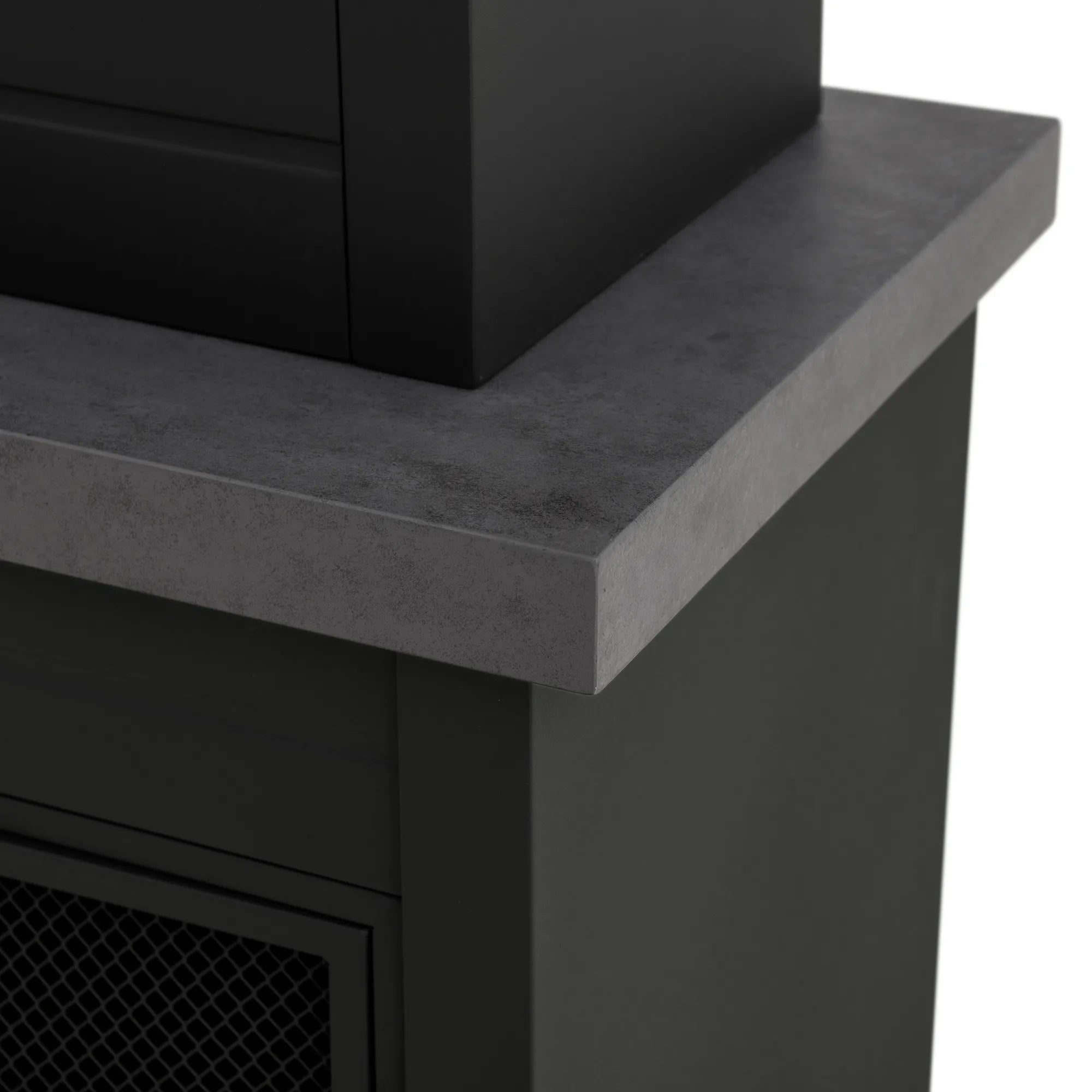 Nordic Modern Wood Burning Fireplace with Log Holders 76" - Dark Gray