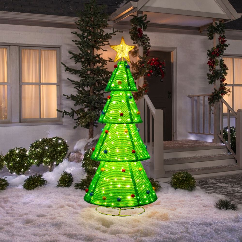 SUNJOY 77 Inch Christmas Lighted Tree with LED Lights.