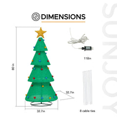 SUNJOY 77 Inch Christmas Lighted Tree with LED Lights.