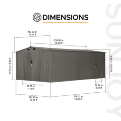 SUNJOY 13x20 Outdoor Metal Storage Sheds