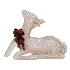 Sunjoy 2-Piece Christmas Lighted Lying Deer, 3D Tinsel Santa Lying Deer