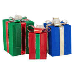 Sunjoy Set of 3 Christmas Lighted Gift Box