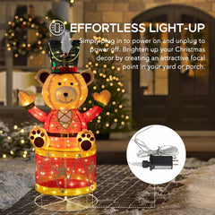 SUNJOY 57 Inch Christmas Lighted Drumming Bear with LED Lights.