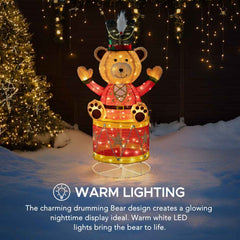 SUNJOY 57 Inch Christmas Lighted Drumming Bear with LED Lights.