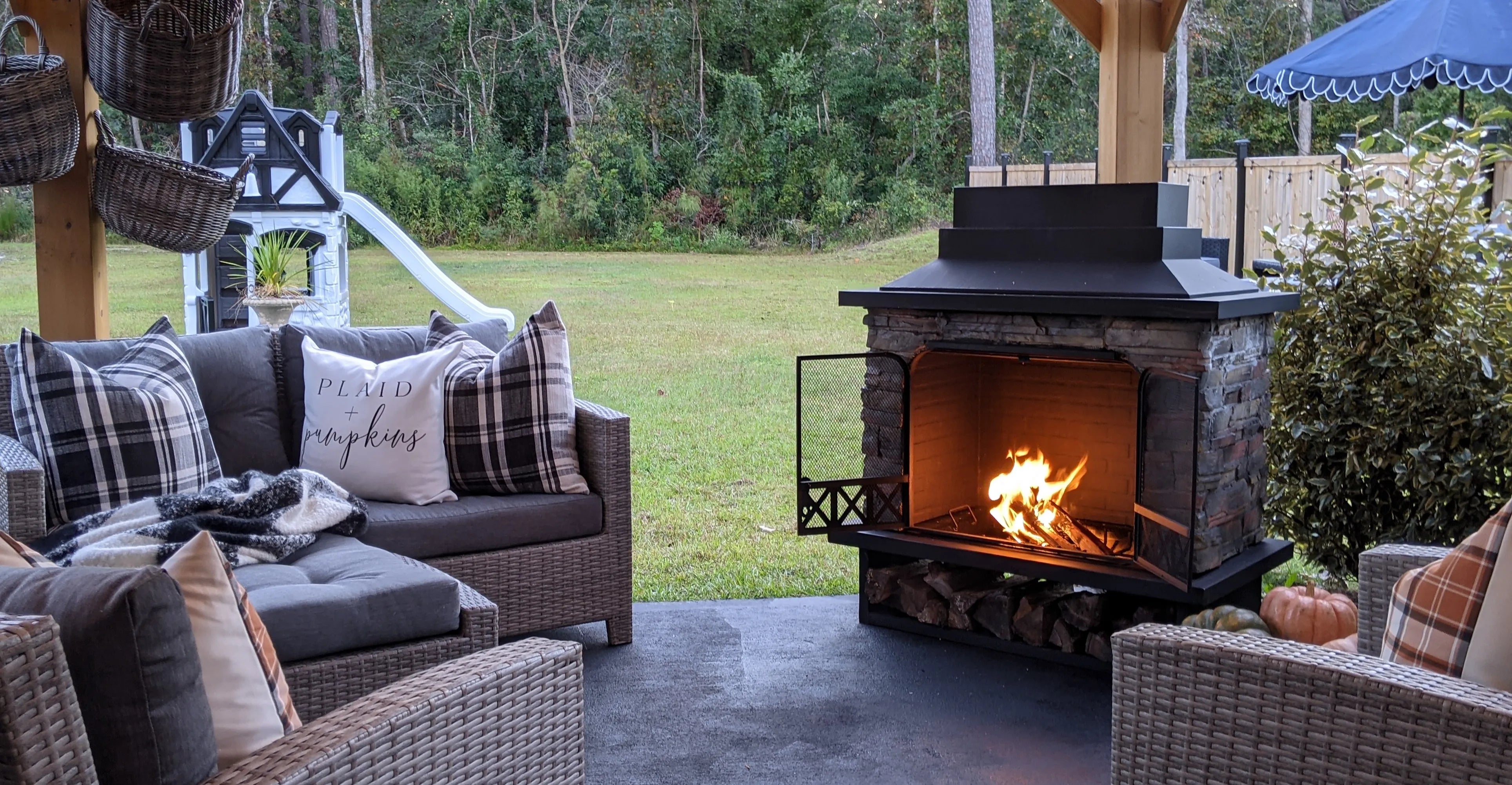 Enjoy a cozy winter night by the fireplace
