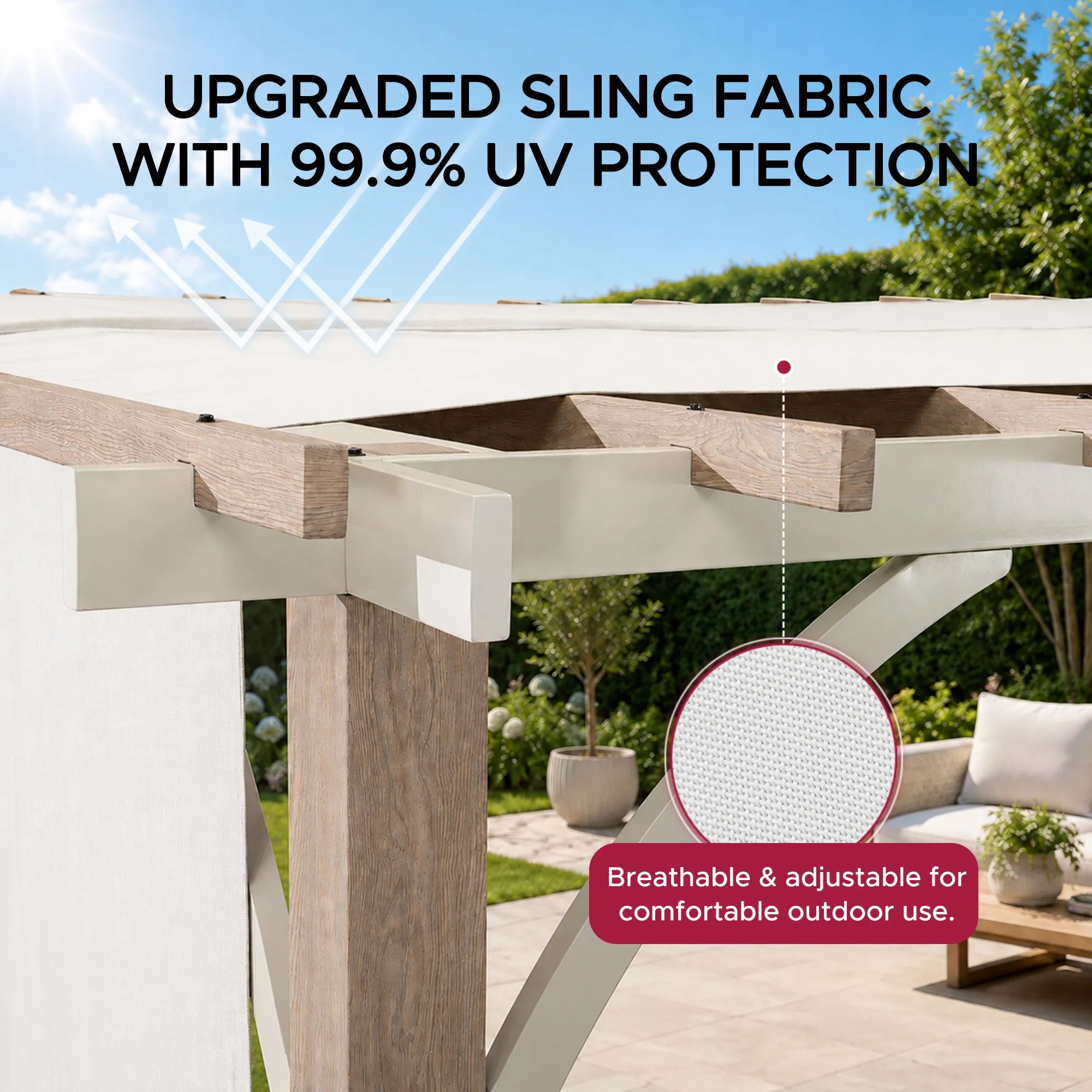 Palladio Wood-Grain Metal Pergola with Adjustable Canopy, 12x14