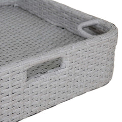 Sunjoy 24x24'' Wicker Floating Pool Tray Aluminum Frame Pool Accessory Tray for Drinks, Snacks, and Essentials.