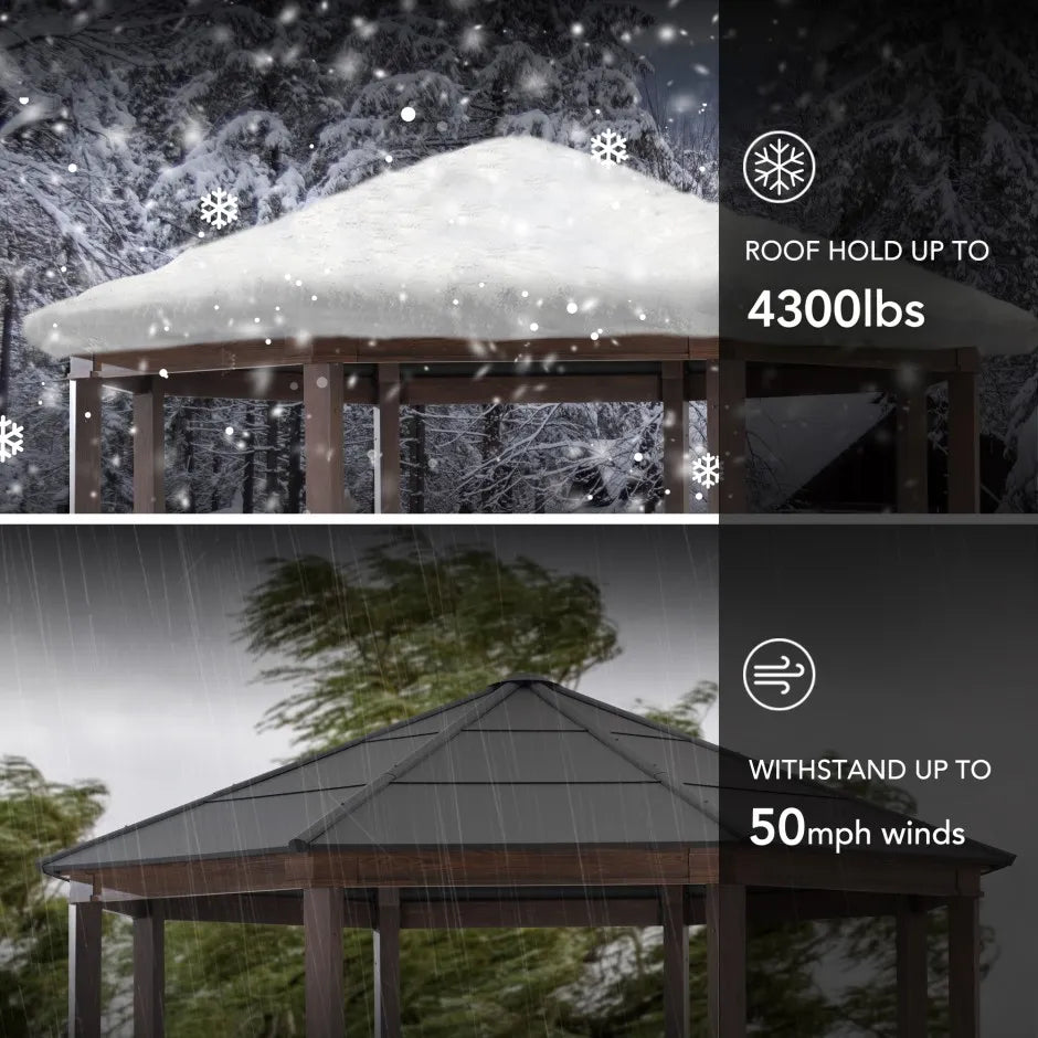 15x15 Octagon Hardtop Gazebo with Aluminum Roof - SUNJOY