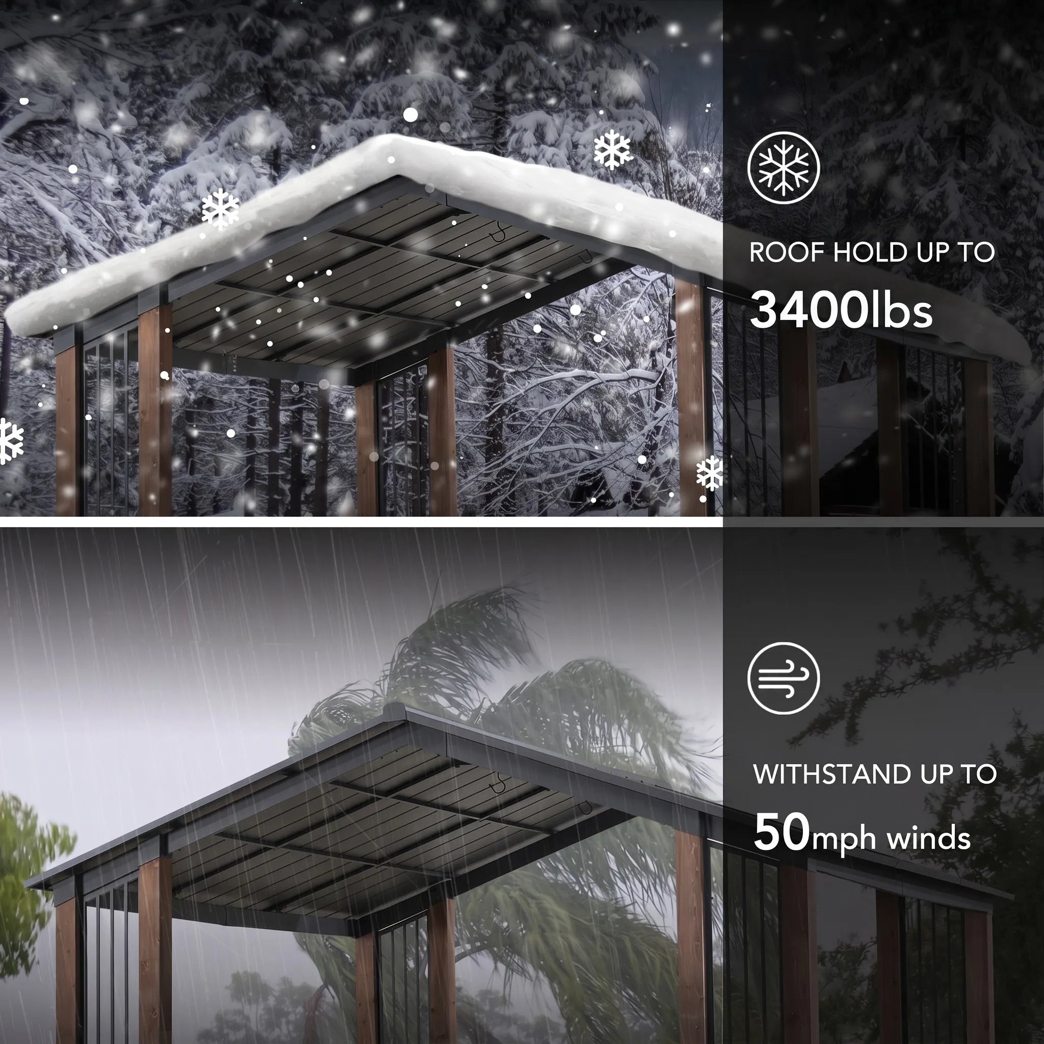 SUNJOY 11x13 Slanted Roof Cedar Gazebo with Ceiling Hook