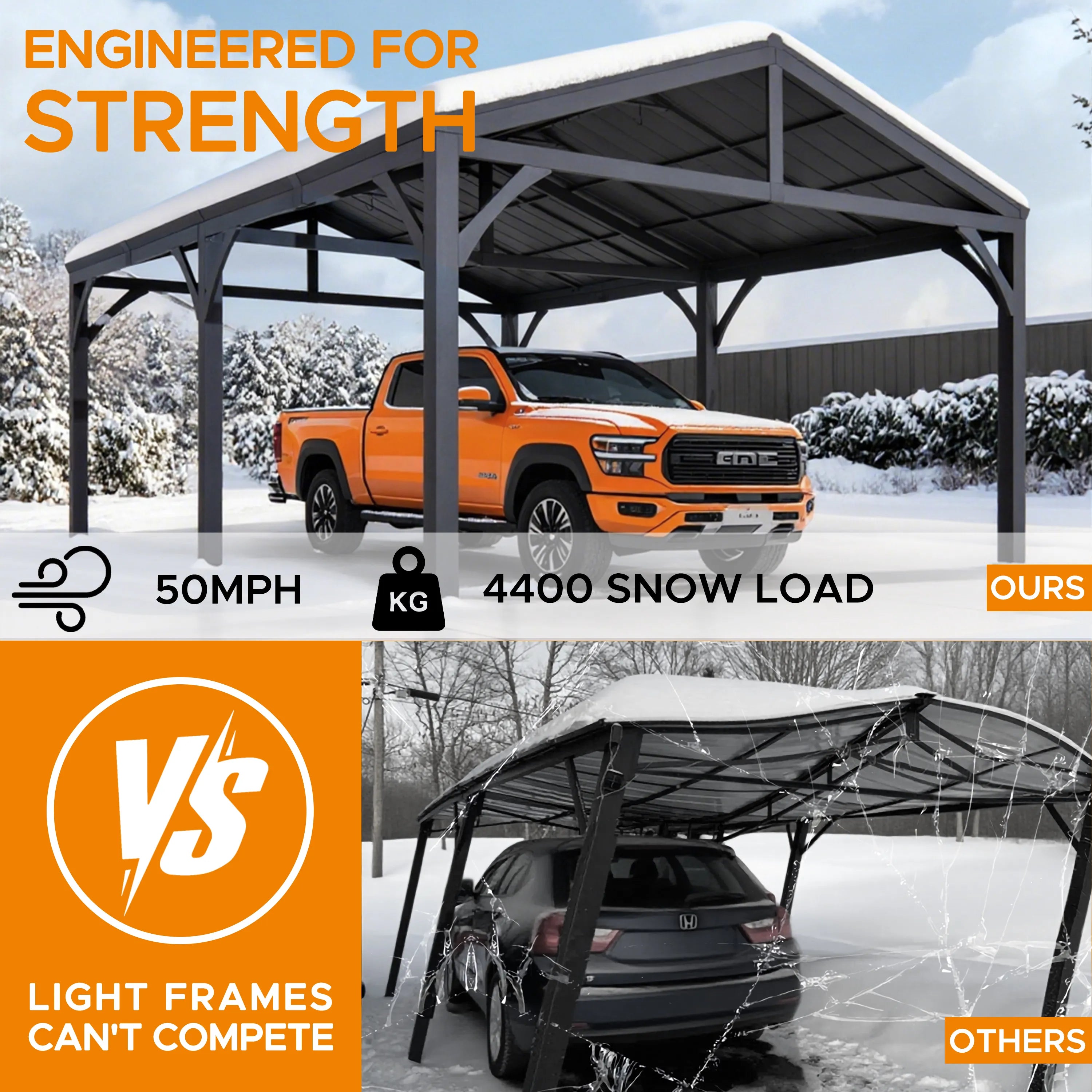 SUNJOY 20x14 Steel Carport Sturdy Gazebo with 2 Ceiling Hooks