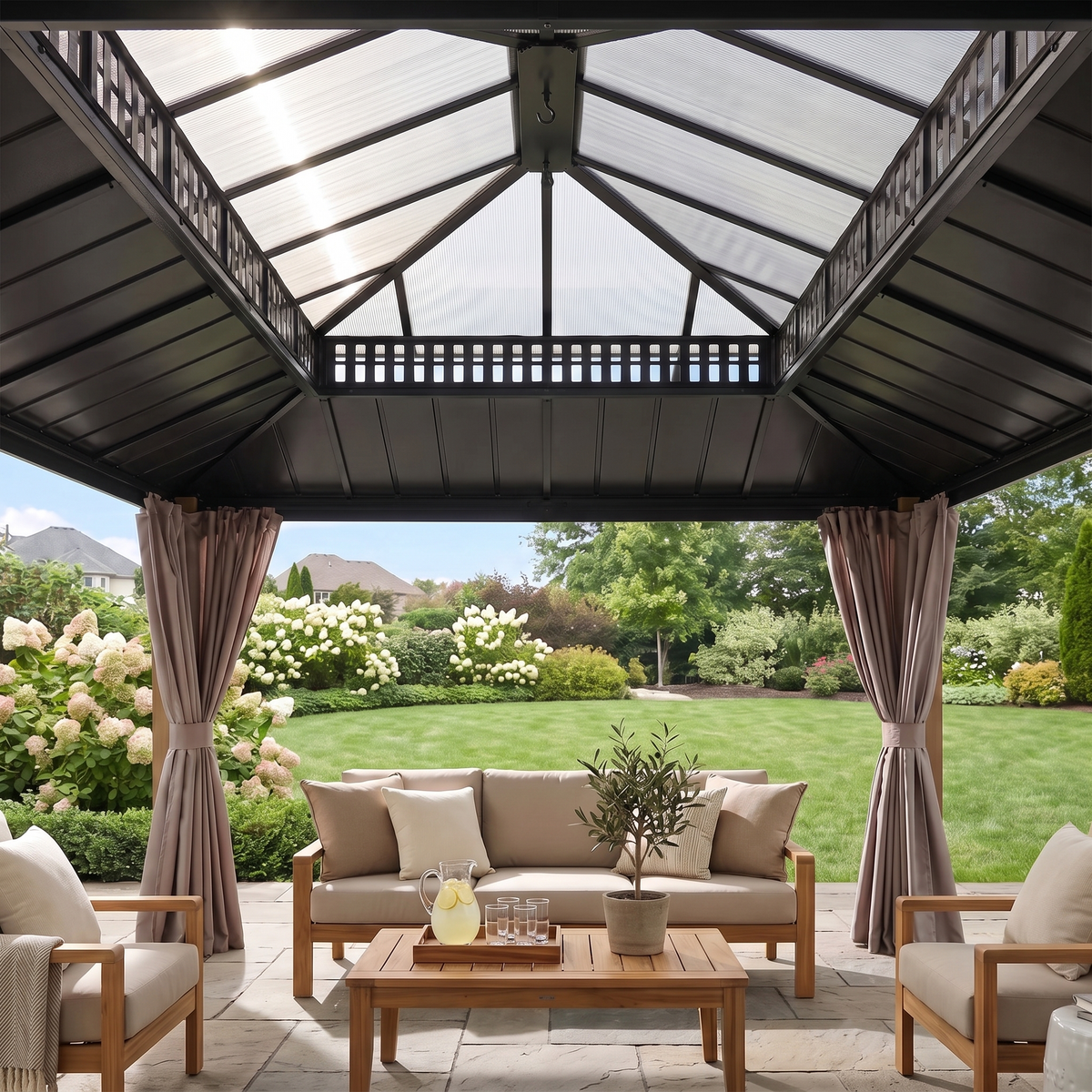 Kingston Horizon PC-Vent Gazebo - Natural Woodgrain, 12x16