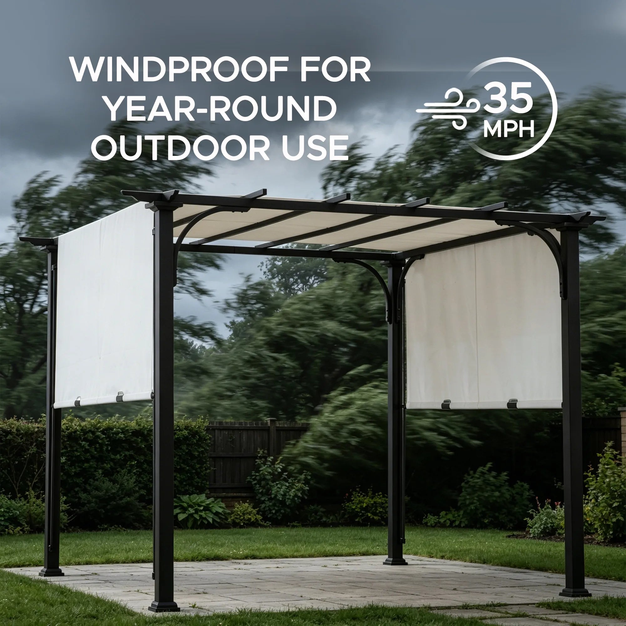 SUNJOY 10x10 White Pergola with Adjustable Canopy Roof