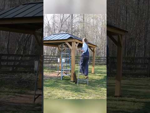 11x13 Cedar Wood Gazebo Kit with Skylight Roof & Hook - SUNJOY